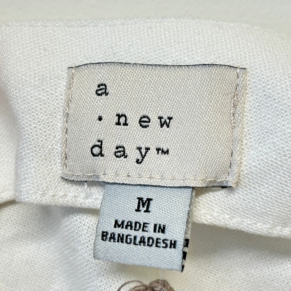 A‎ New Day Women's White One Shoulder Linen Blend Single Strap Mini Dress Size M - Picture 4 of 8